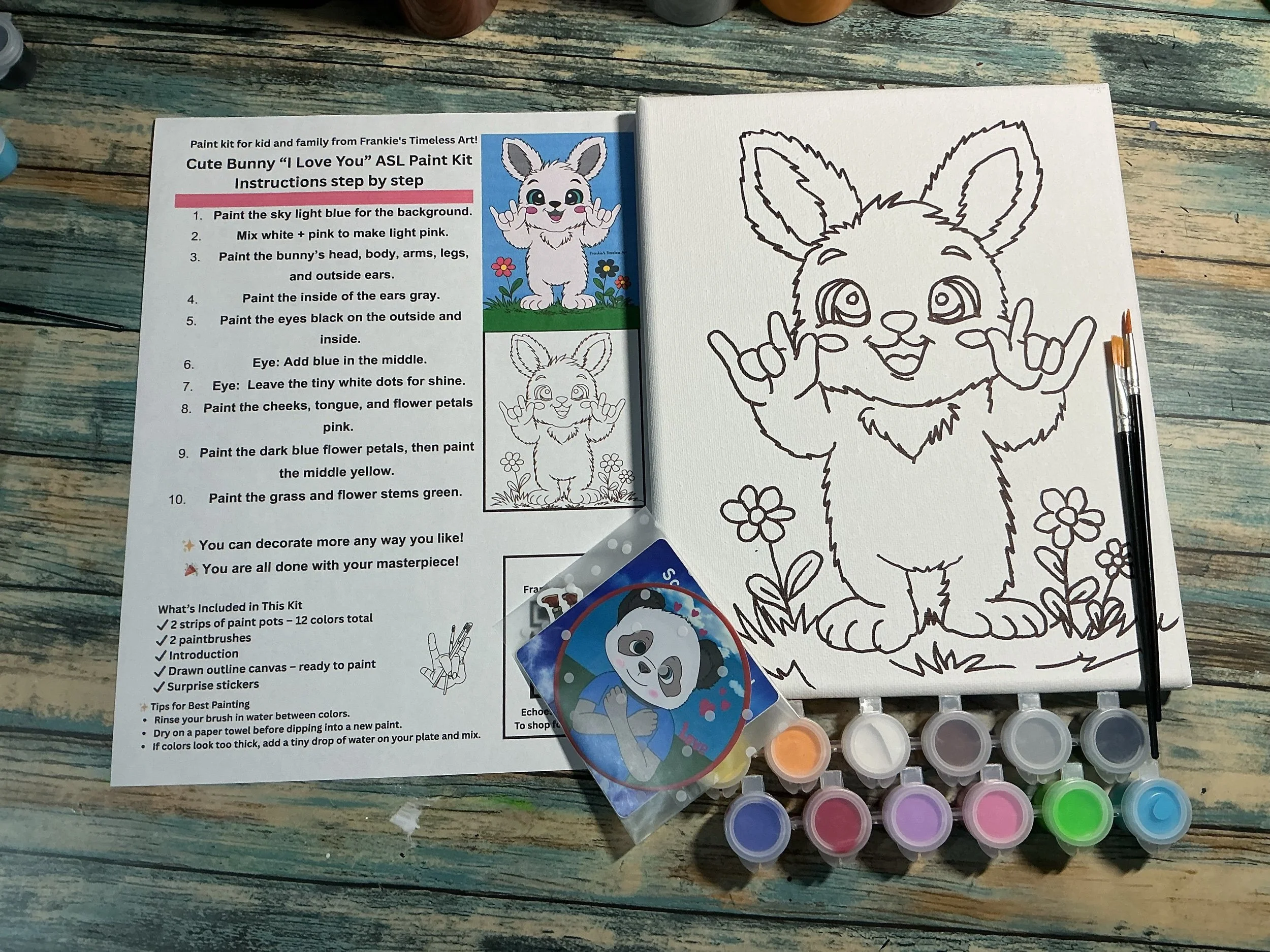 Cute Bunny ASL “I Love You” Paint Kit for Kids