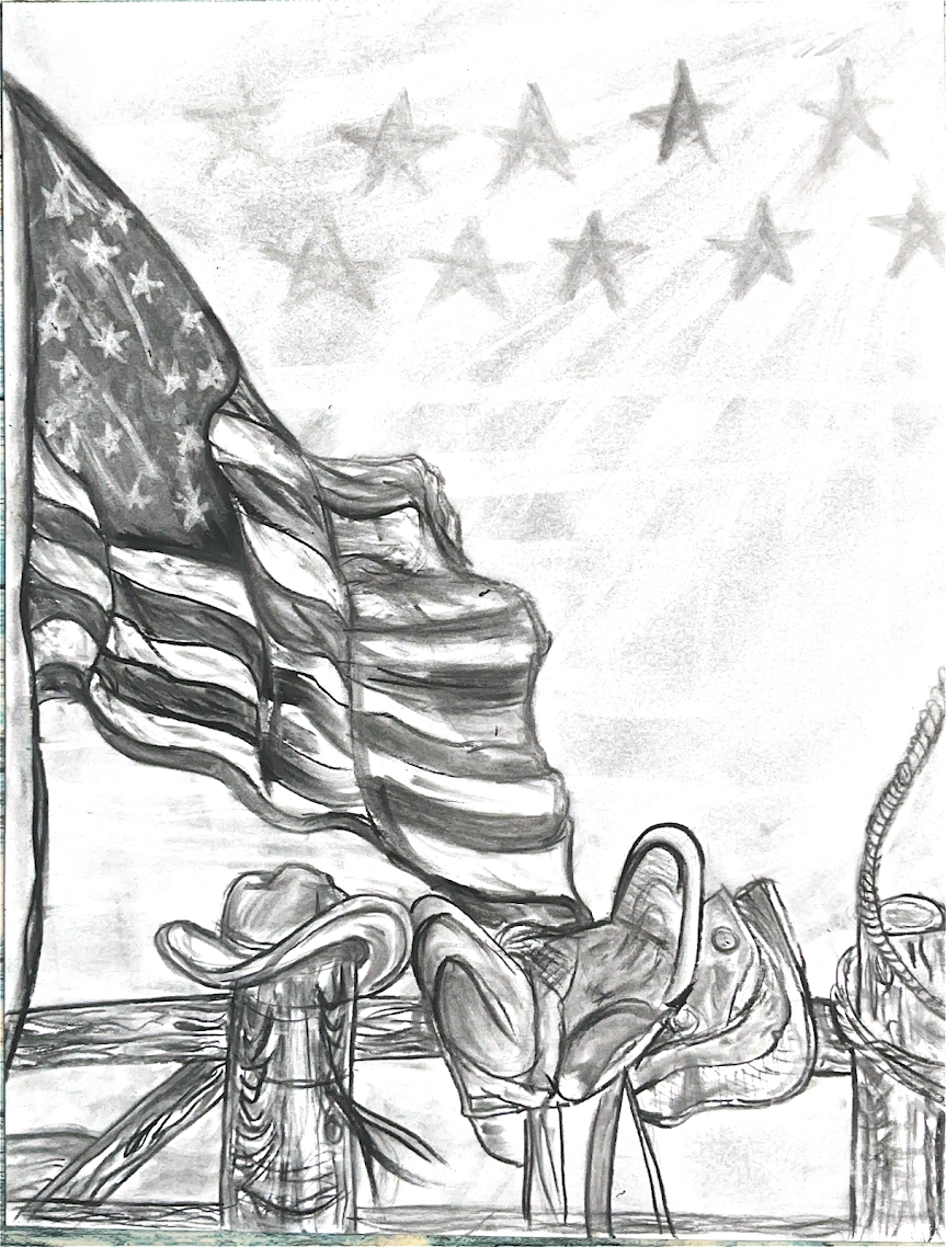 Stars Stripes and Sparkle Cowgirl 8x10 Fine Art Print | Western American Flag