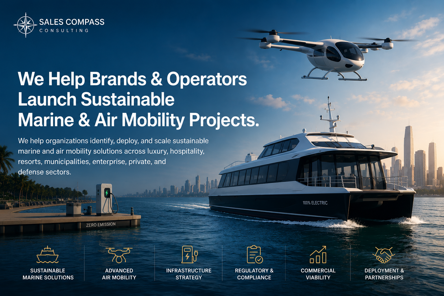 We help brands and operators launch sustainable marine and air mobility programs