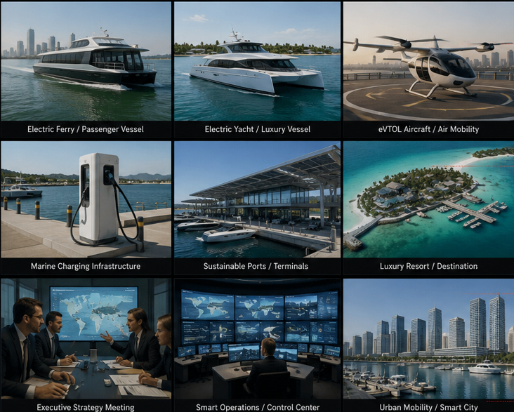 Brands we work with electric boats, yachts, cruise ships, hydrofoiling boats, EVTOL, plane, and more