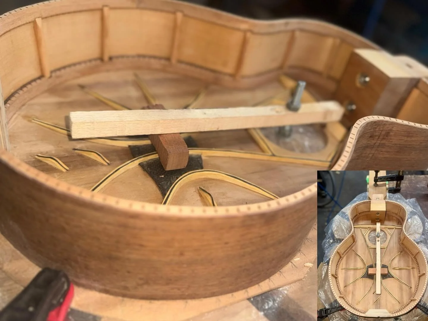 This guitar is almost ready to have the box closed. It&rsquo;s the first of two Blues Mountain models I&rsquo;m currrently working on. They are small bodied, falcate braced steel strings based off of the original Robert Johnson guitar.

This one has 