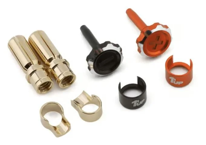 1UP Racing "Lockdown" Adjustable Bullet Plug Grips w/5mm Bullets (Orange/Black)                  190456