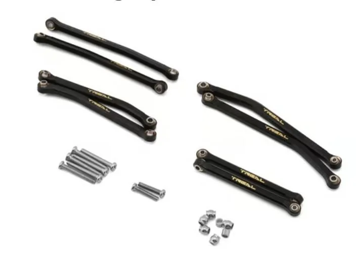 Treal Hobby Axial SCX30 Brass High Clearance Suspension Links Set (Black) (Bronco/Wrangler)