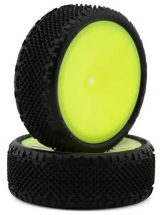 JConcepts Pin Swag LP Wide 2.2" Pre-Mounted 2WD Front Buggy Carpet Tires (Pink) (Yellow) (2) w/12mm Hex