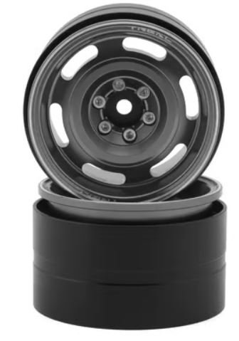 Treal Hobby Type B 2.2" Vintage Wagon Aluminum 1/10 Rock Crawler Beadlock Wheels (Gunmetal) (2) (120g ea)