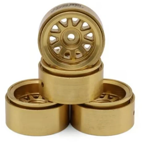 Injora 0.7" D19 Multi-Spoke Brass Micro Crawler Beadlock Wheels (Gold) (4) (15.1g ea) (-1.5mm Offset)