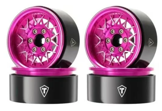 Treal Hobby Type V 1.9" V-Spoke Beadlock Wheels (Pink) (4)     X004DV9AG3