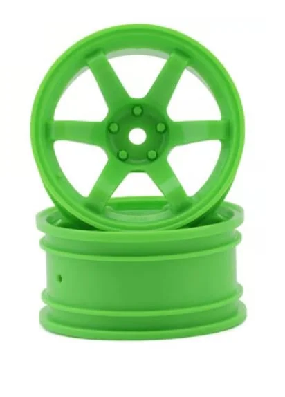 MST TE37 1/10 High Traction Drift Wheels (Green) (2) (5mm Offset) w/Mounting Foam
