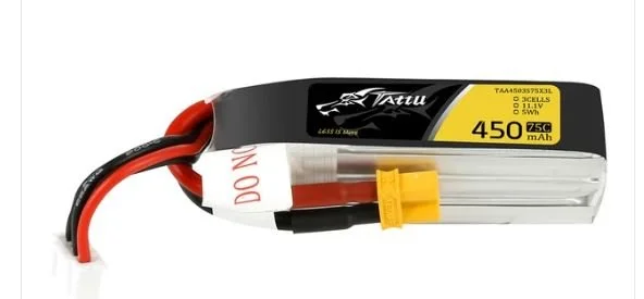 Tattu 450mAh 3S 11.1V 75C Lipo Battery Pack with XT30 Plug - Long Size for H Frame | TAA4503S75X3L