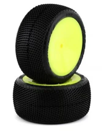 JConcepts Fuzz Bite LP 2.2" Pre-Mounted Rear Buggy Carpet Tires (Yellow) (2) w/12mm Hex (Pink)