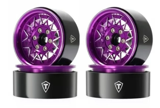 Treal Hobby Type V 1.9" V-Spoke Beadlock Wheels (Purple) (4)