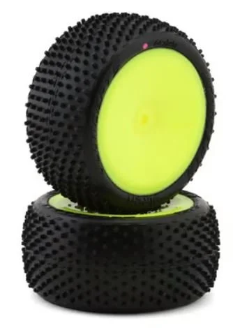 JConcepts Siren LP 2.2" Pre-Mounted Rear Buggy Carpet Tires (Yellow) (2) (Pink) w/12mm Hex       4029-201021