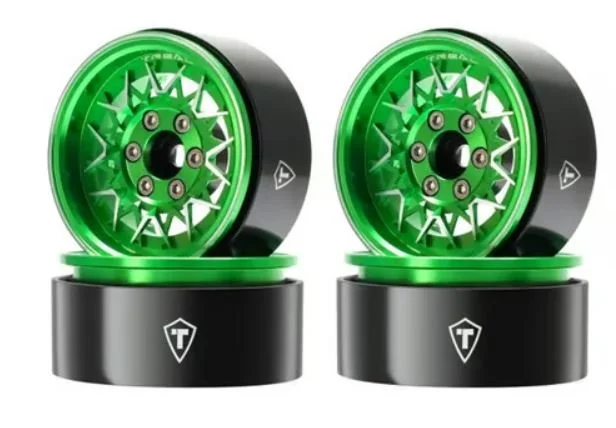 Treal Hobby Type V 1.9" V-Spoke Beadlock Wheels (Green) (4)