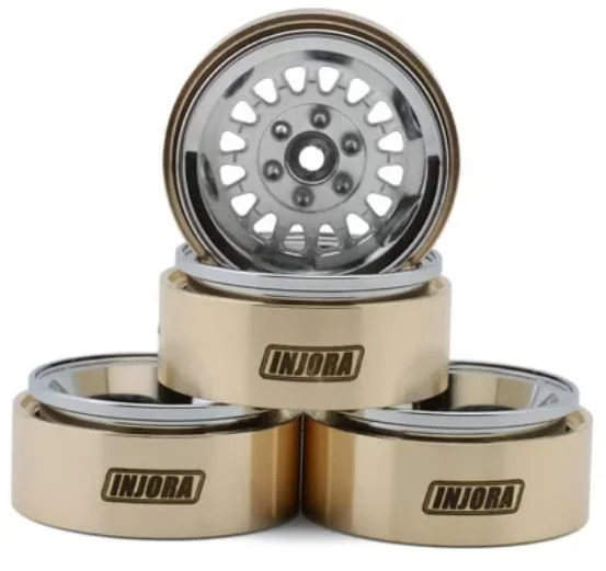 Injora 1.3" ModuWheel Brass & Aluminum Micro Crawler Beadlock Wheels (Silver) (4) (40.5g ea) (-4.05mm Offset)    YQWMW1316SR
