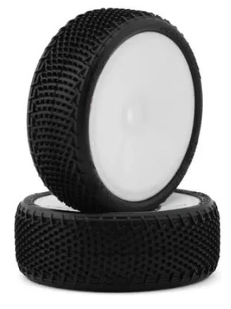 JConcepts Fuzz Bite LP Wide 2.2" Pre-Mounted 2WD Front Buggy Carpet Tires (Pink) (White) (2) w/12mm Hex  4061-101011