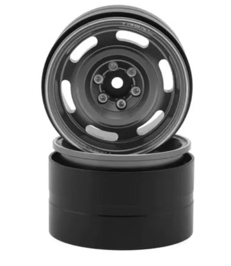 Treal Hobby Type B 2.2" Vintage Wagon Aluminum 1/10 Rock Crawler Beadlock Wheels (Gunmetal) (2) (120g ea)