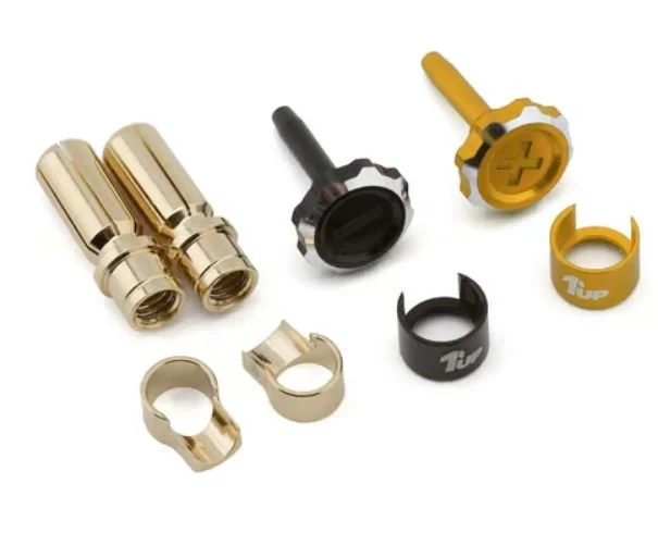 1UP Racing "Lockdown" Adjustable Bullet Plug Grips w/5mm Bullets (Gold/Black)