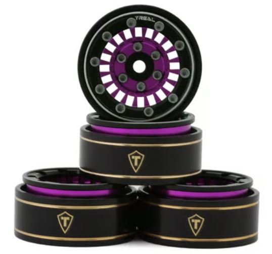 Treal Hobby Type C 1.0" Aluminum Beadlock Crawler Wheels (Purple) (4) (27.3g)