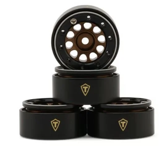 Treal Hobby Type E 0.7" Aluminum Micro Crawler Beadlock Wheels (Bronze) (4) (9.5g ea) w/Brass Rings