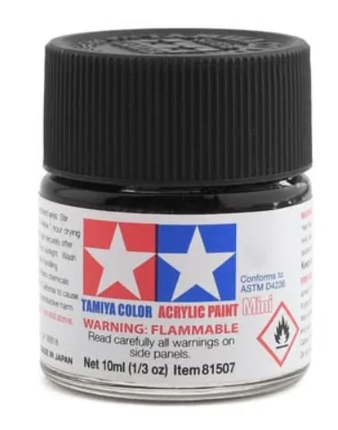 Tamiya X-18 Semi Gloss Black Acrylic Paint (10ml)