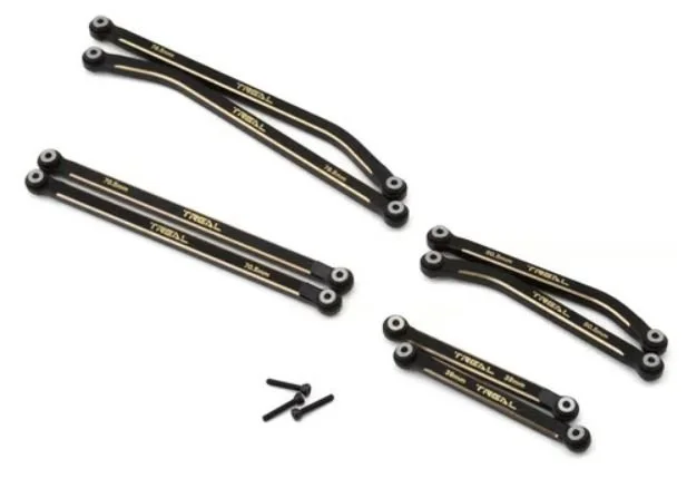 Treal Hobby Axial SCX24 Brass High Clearance Suspension Links Set (Black) (44g) (155mm Wheelbase) (Gladiator/Power Wagon)
