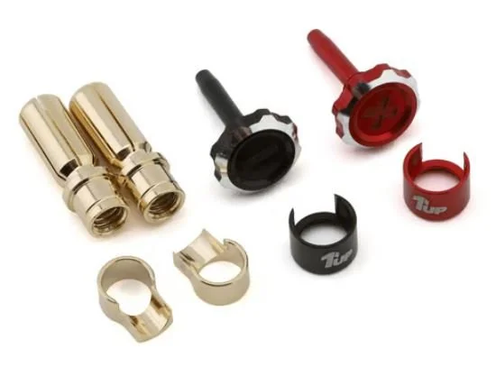 1UP Racing "Lockdown" Adjustable Bullet Plug Grips w/5mm Bullets (Red/Black)