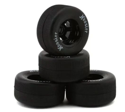 1RC Racing Pre-Mounted 1/18 Asphalt Late Model Hoosier Tires (Black) (4) (F/R) (Soft)