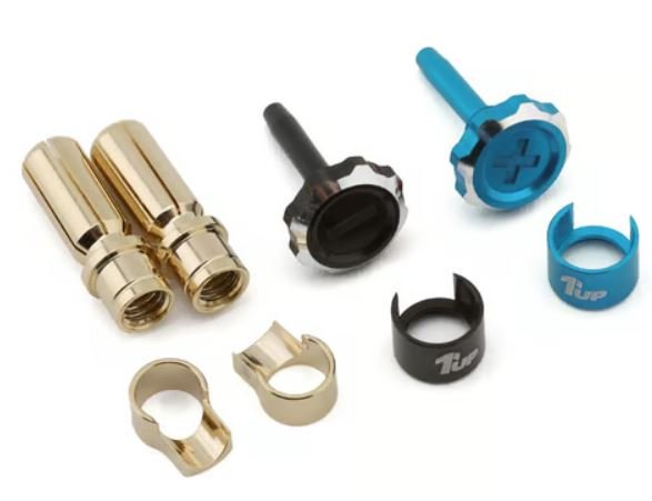 1UP Racing "Lockdown" Adjustable Bullet Plug Grips w/5mm Bullets (Bright Blue/Black)