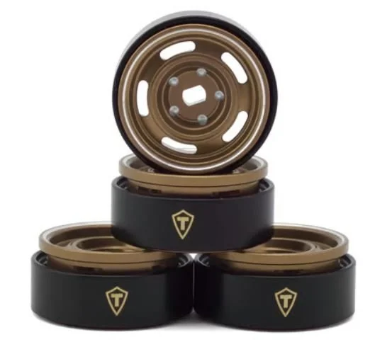 Treal Hobby 0.7" 5-Slot Aluminum Micro Rock Crawler Beadlock Wheels (Bronze) (4) (8g ea)