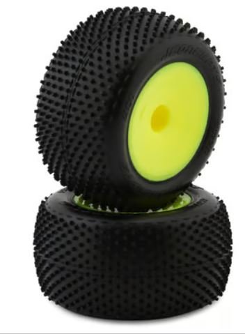 JConcepts 2.2" Siren Pre-Mounted 1/10 Stadium Truck Carpet Tires (Yellow) (2) w/12mm Hex (Pink)  |  4107-201091