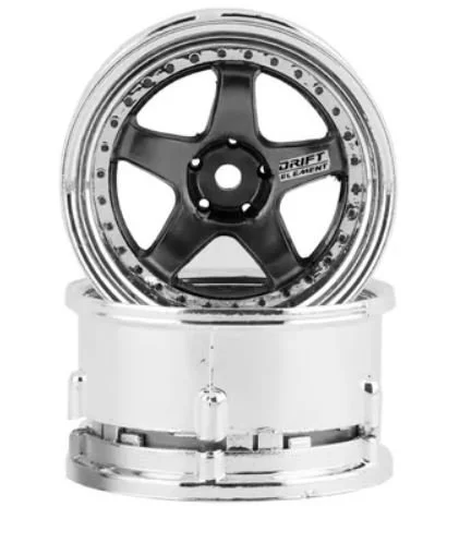 DS Racing Drift Element 5 Spoke Drift Wheels (Gunmetal w/Black Rivets) (2) (Adjustable Offset) w/12mm Hex