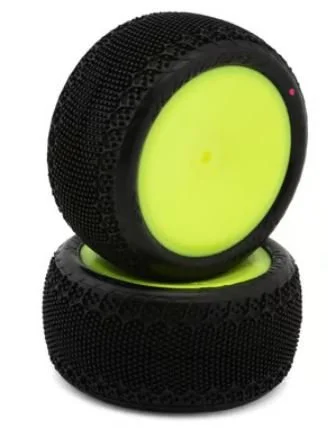 JConcepts Fuzz Bite LP Wide 2.2" Pre-Mounted 2WD Front Buggy Carpet Tires (Pink) (Yellow) (2) w/12mm Hex