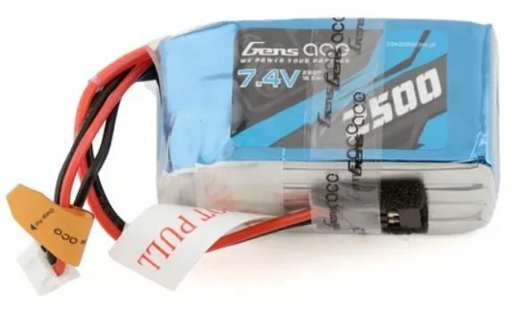 Gens Ace 2S LiPo Receiver Battery (7.4V/2500mAh) w/JR Connector  |  GEA2S2500RXJR