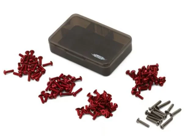 Yeah Racing Reve D RDX Assorted 7075 Aluminum & Titanium Screw Set (Red) w/Container | TSAS-0044RD