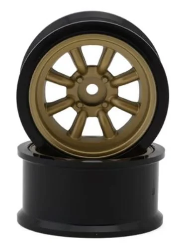 RC Art Fifteen Series Watanabe 1/10 Drift Wheels (Gold) (2) (8mm Offset) w/12mm Hex