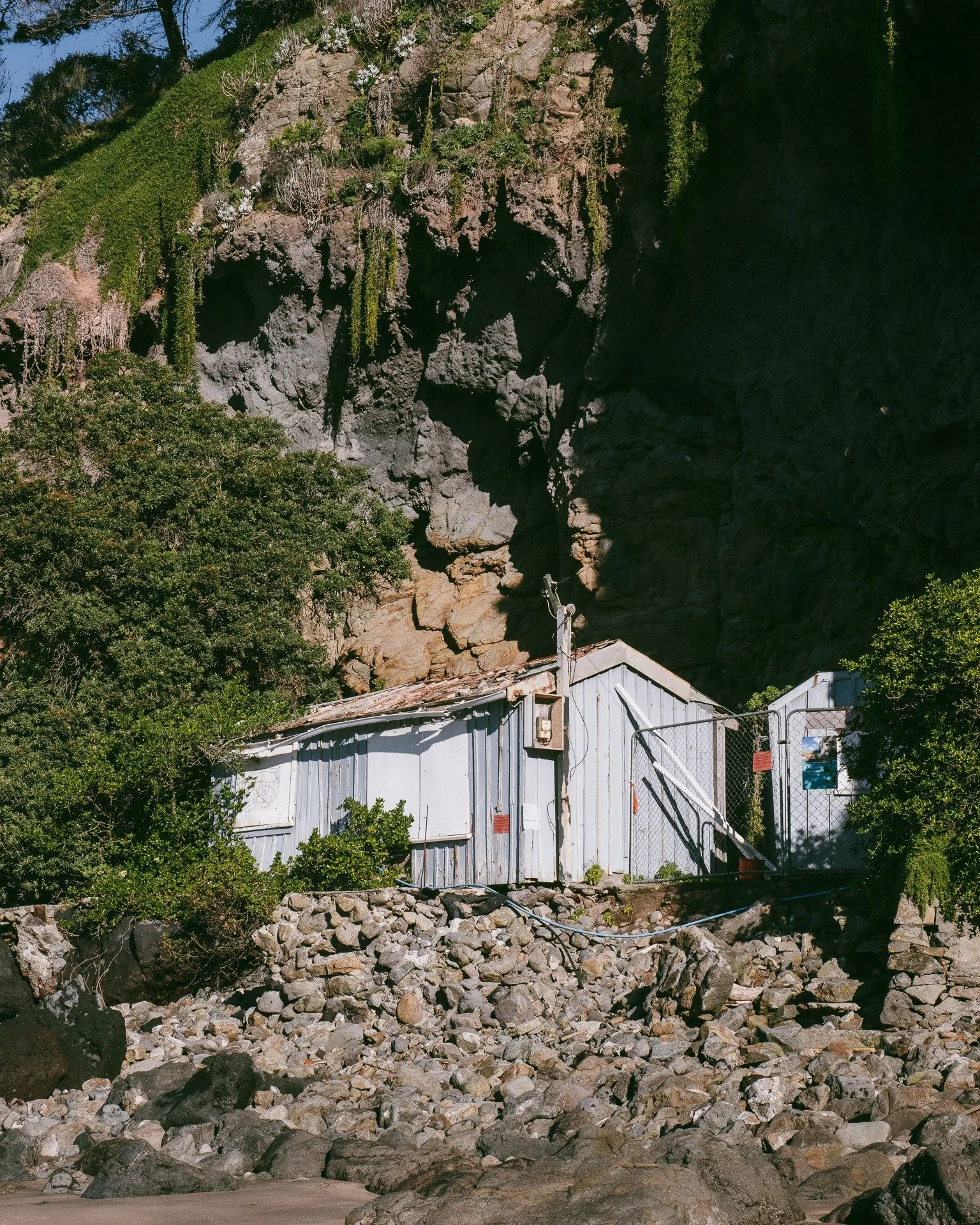 Built into the cliffs of Te Onepoto Taylors Mistake, these baches stand in varying states of decay. Constructed ad-hoc (read: illegally) from the 1870s onwards, they offered Christchurch residents a modest retreat for fishing and summer holidays.
Tod