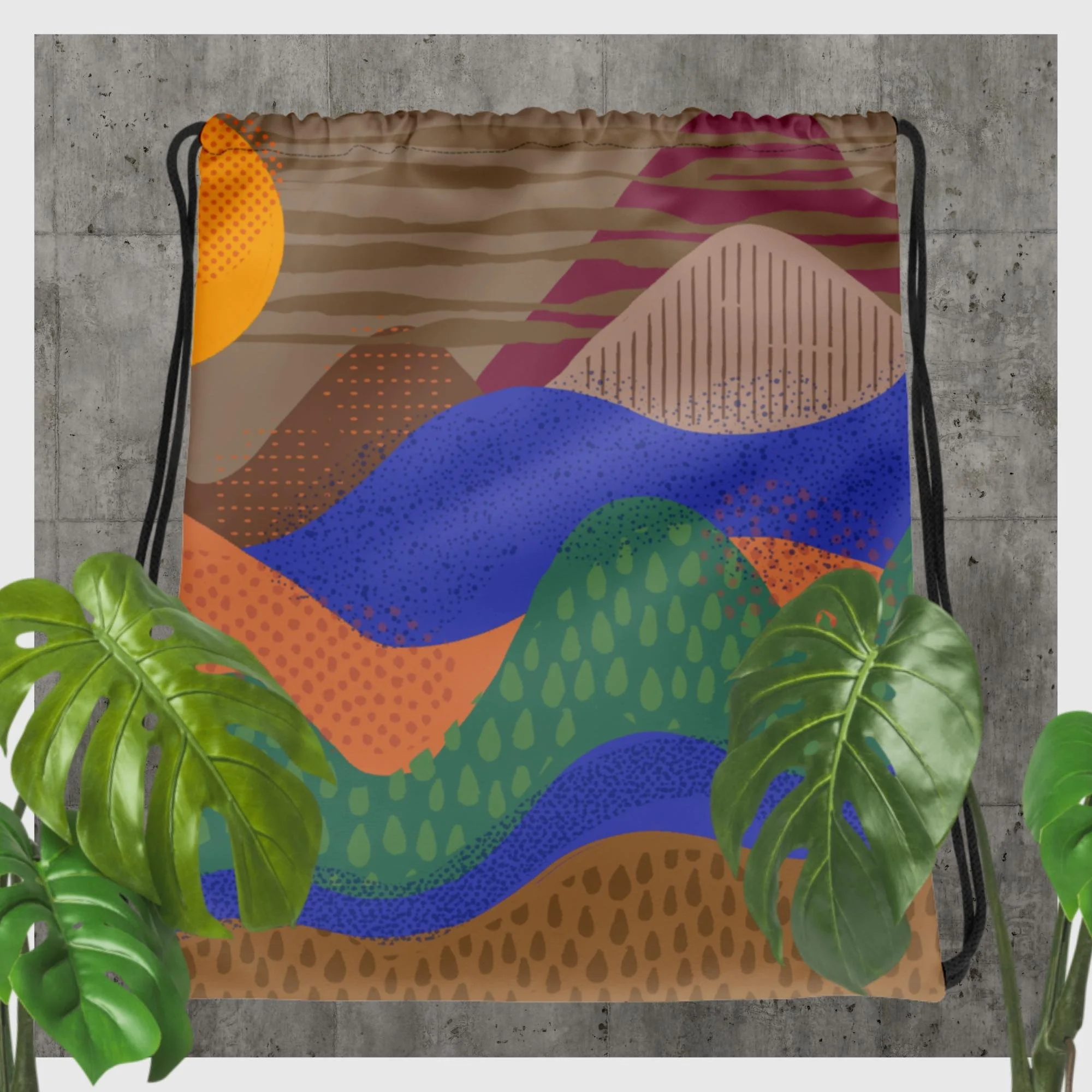 Yama Drawstring backpack inspired by Mount Tarumae