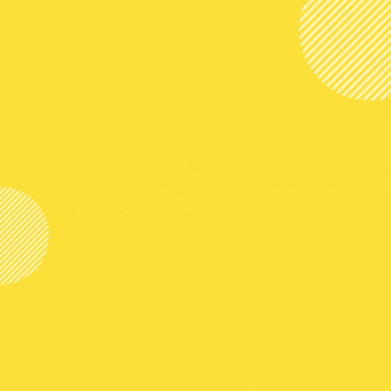 Yellow background with diagonal striped circle patterns