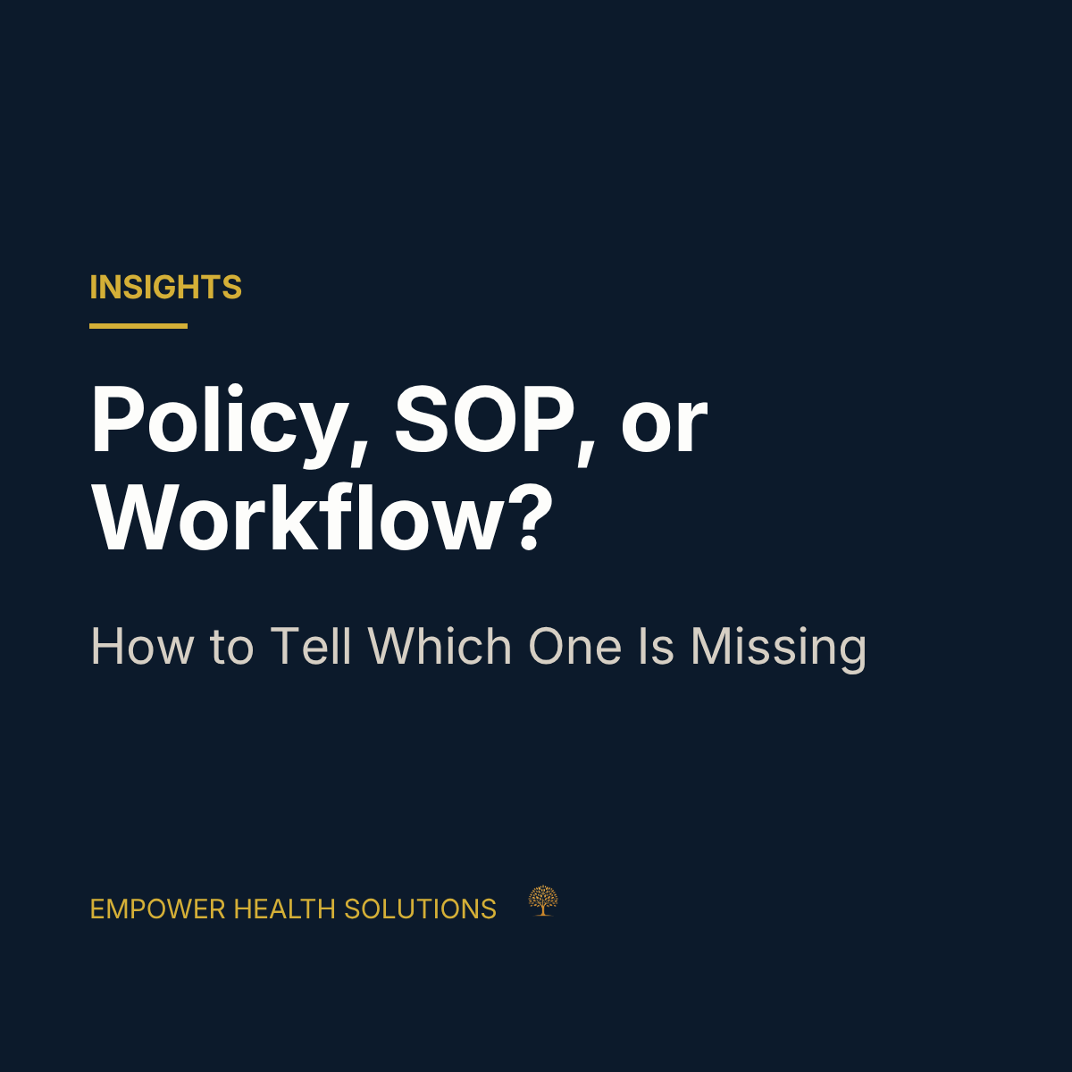Policy, SOP, or Workflow: What Does Your Program Actually Need?