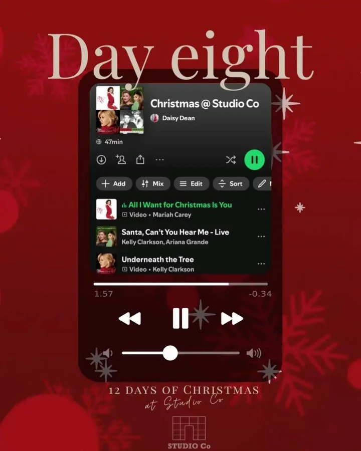 Day Eight &ndash; A festive treat for your ears &mdash; and your workout.

We&rsquo;ve wrapped up the hottest Christmas Pilates playlists on @Spotify, filled with everything from timeless Christmas classics to cheesy comfort hits and that cosy Decemb