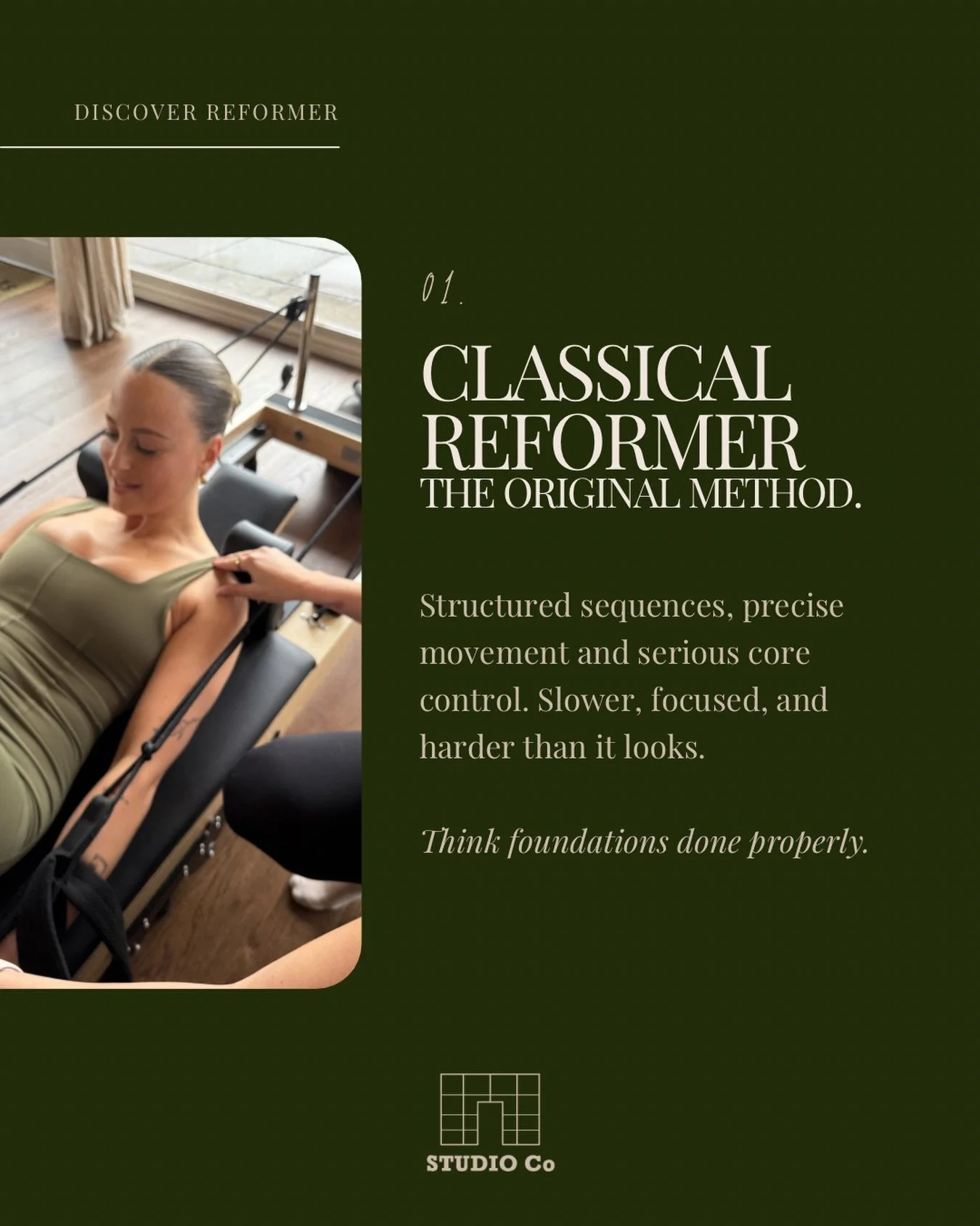 Classical Pilates: It&rsquo;s not flashy. It&rsquo;s foundational. 💪🏻
And foundations are what make everything else better.

At Studio Co, we love layering spice when we want it &mdash; but classical will always be the base that keeps you strong, s