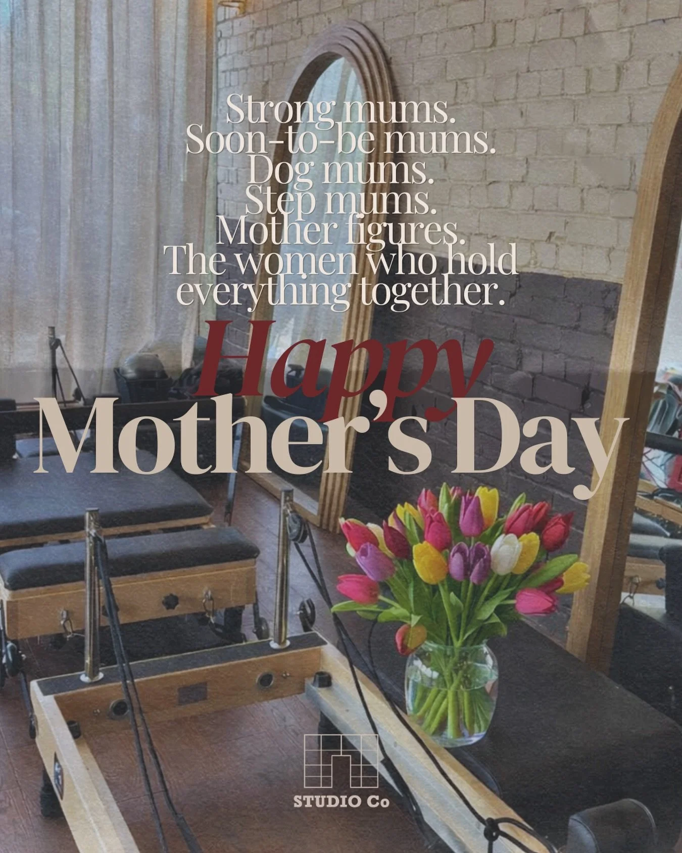 Today we&rsquo;re celebrating all of you.💐

Our studio is full of women showing up for themselves and each other &mdash; building strength, patience and resilience one class at a time.

Happy Mother&rsquo;s Day from all of us at Studio Co 🤍🤎

#Stu