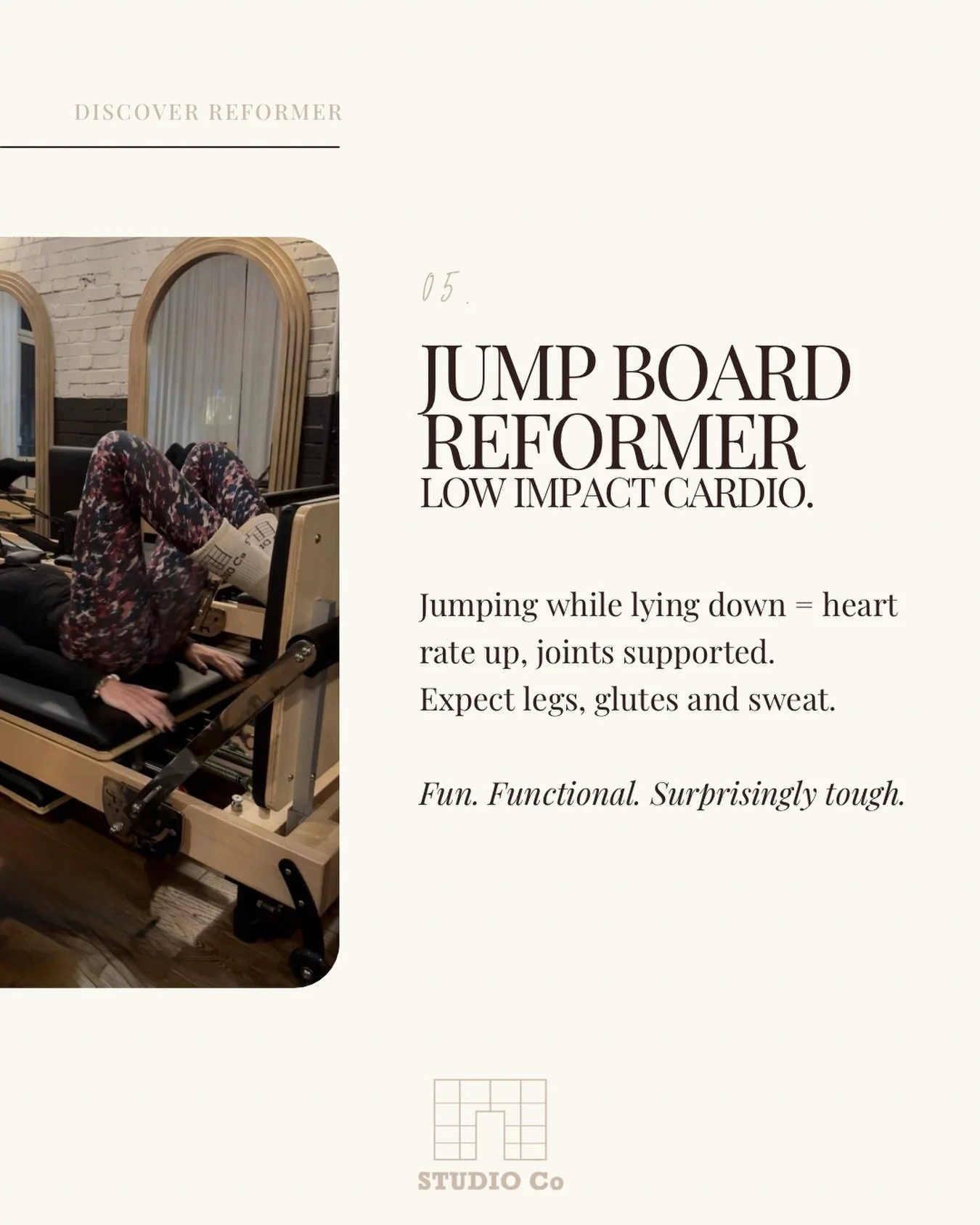 At Studio Co, jump board reformer is where things get a little more playful.  Where strength meets rhythm.

Still controlled. Still with purpose.
Just with a bit more bounce. 🔥

Meet you on the carriage.

#StudioCoSevenoaks #JumpBoardPilates #Reform