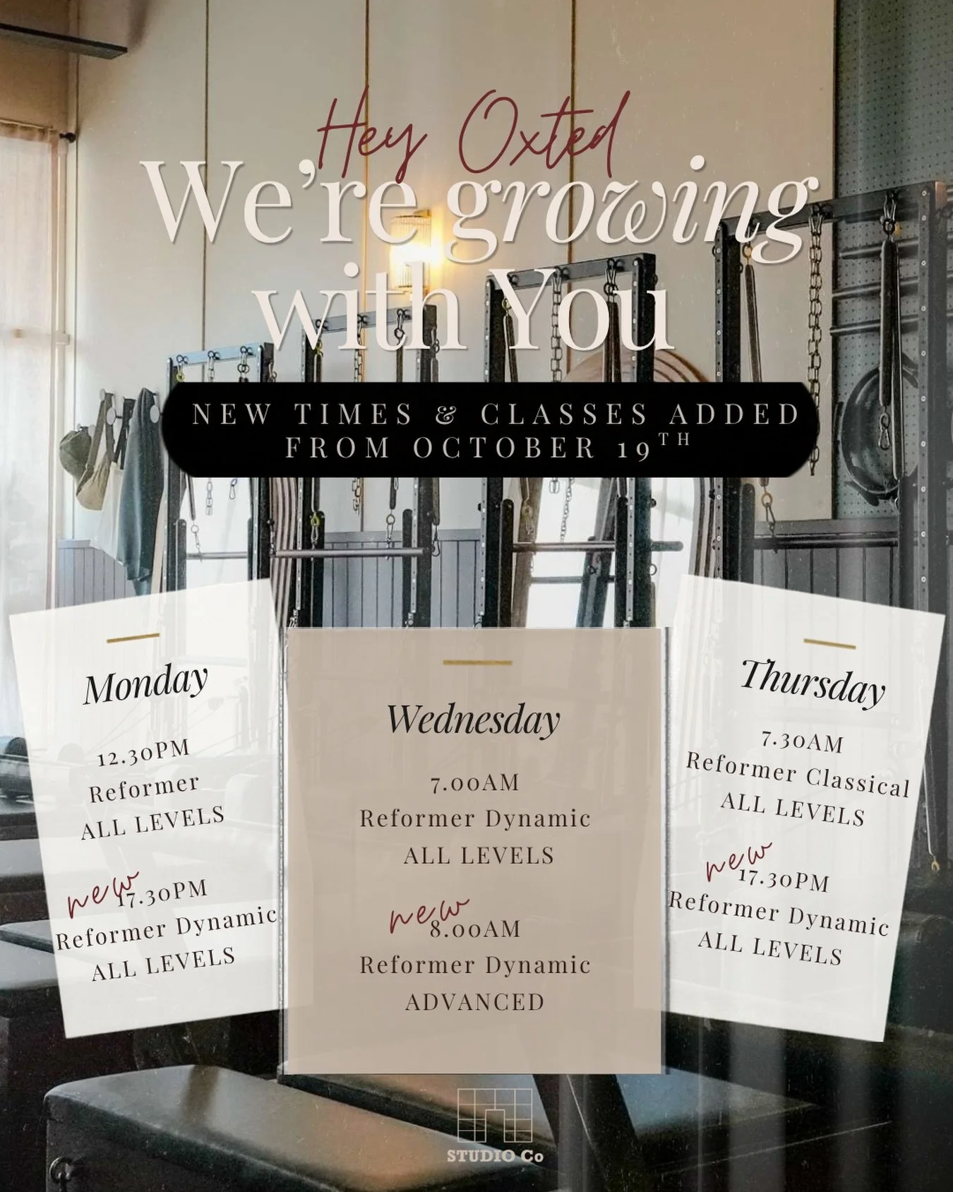 Our community is growing in Oxted, and so is the schedule! 🤎

We&rsquo;ve added more classes (and tweaked a few times) to keep you moving, progressing and challenging yourself as your practice grows.

From Beginners to All Levels, there&rsquo;s alwa