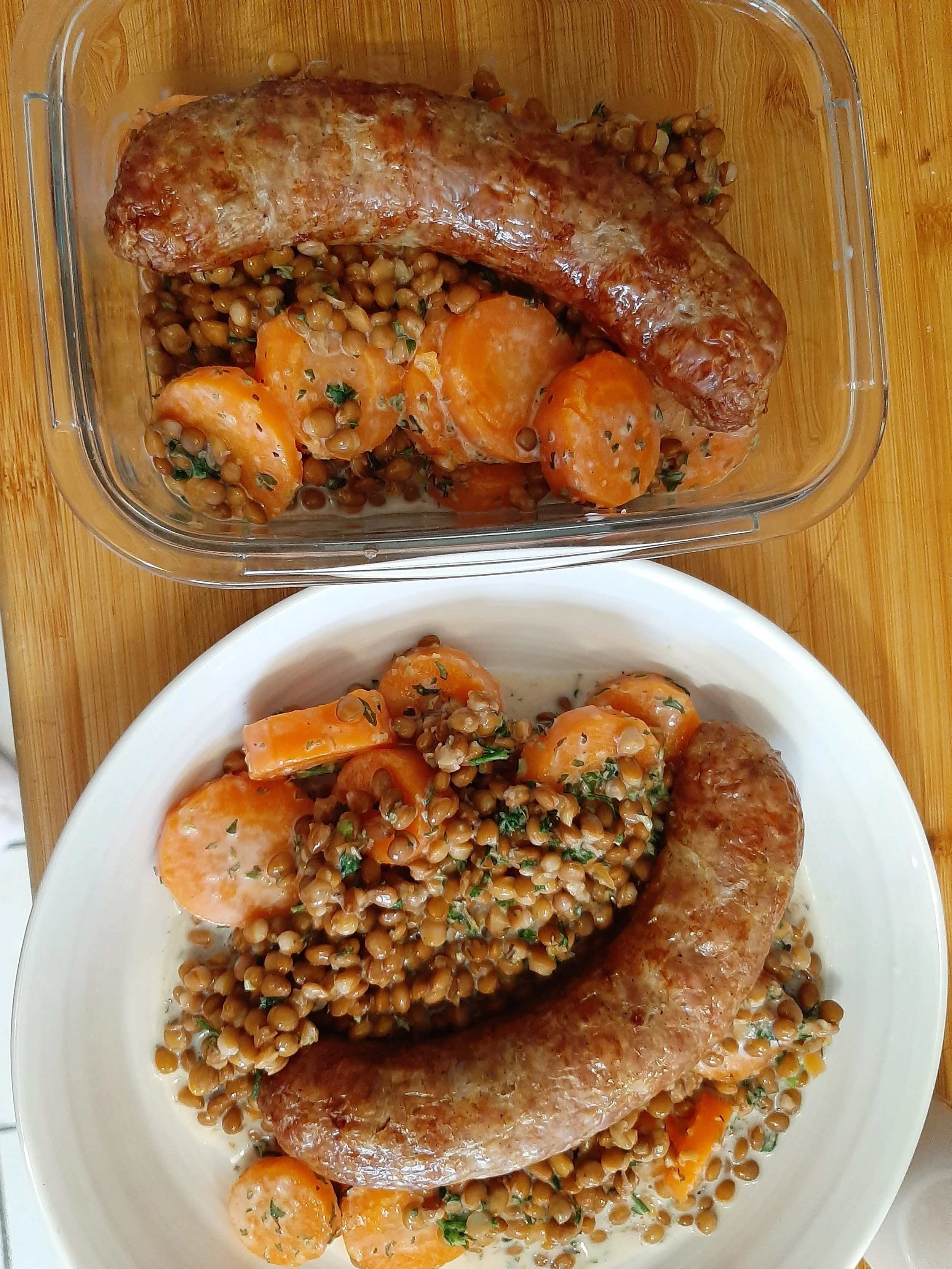 Saucisses lentilles carottes