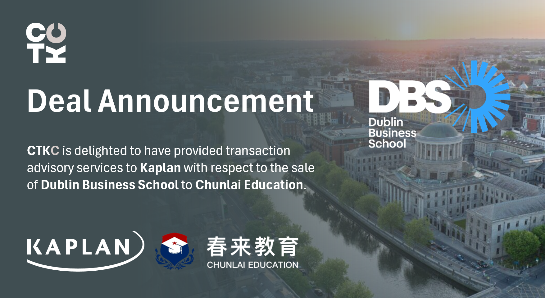 China Chunlai Education Group to acquire Dublin Business School from Kaplan