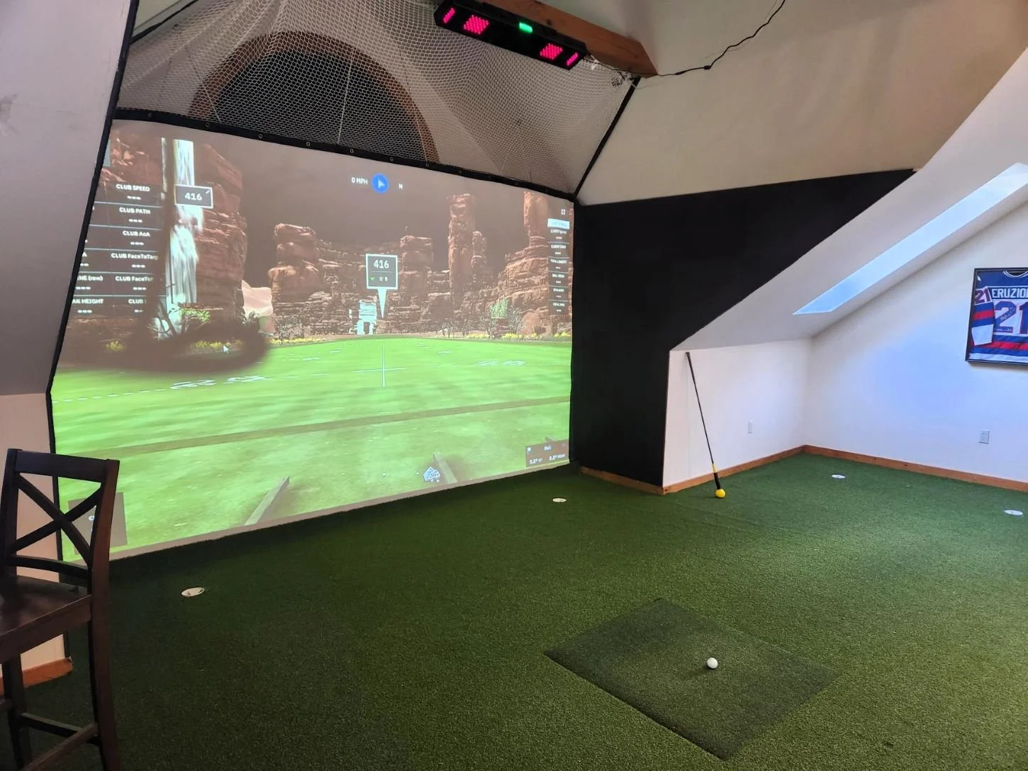 Above-Garage Family Room Golf Simulator, South Hampton, NH