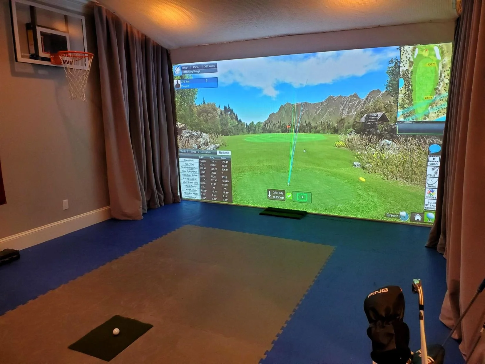 Basement Golf Simulator, Wayland, MA
