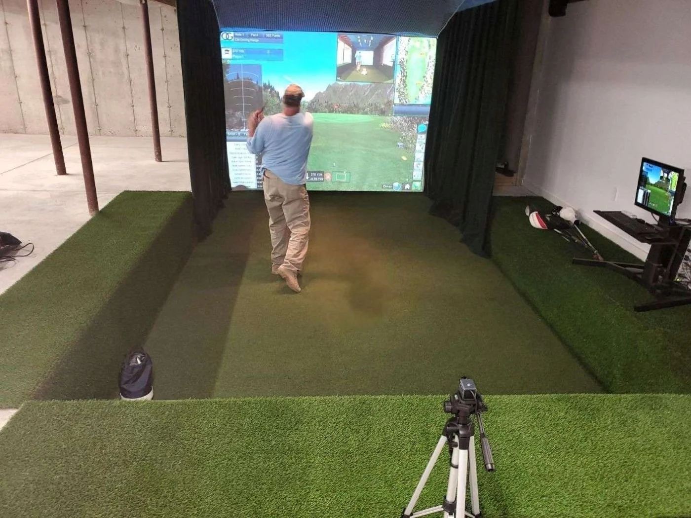Basement Golf Simulator, Recessed Floor Design, Gloucester, MA