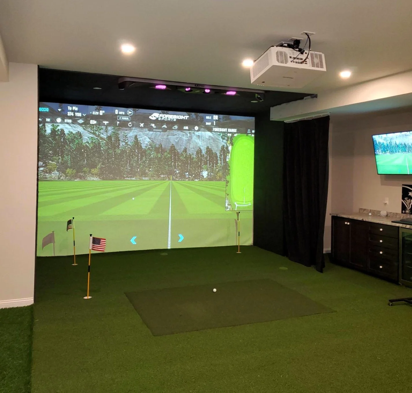 Basement Golf Simulator, Duxbury, MA